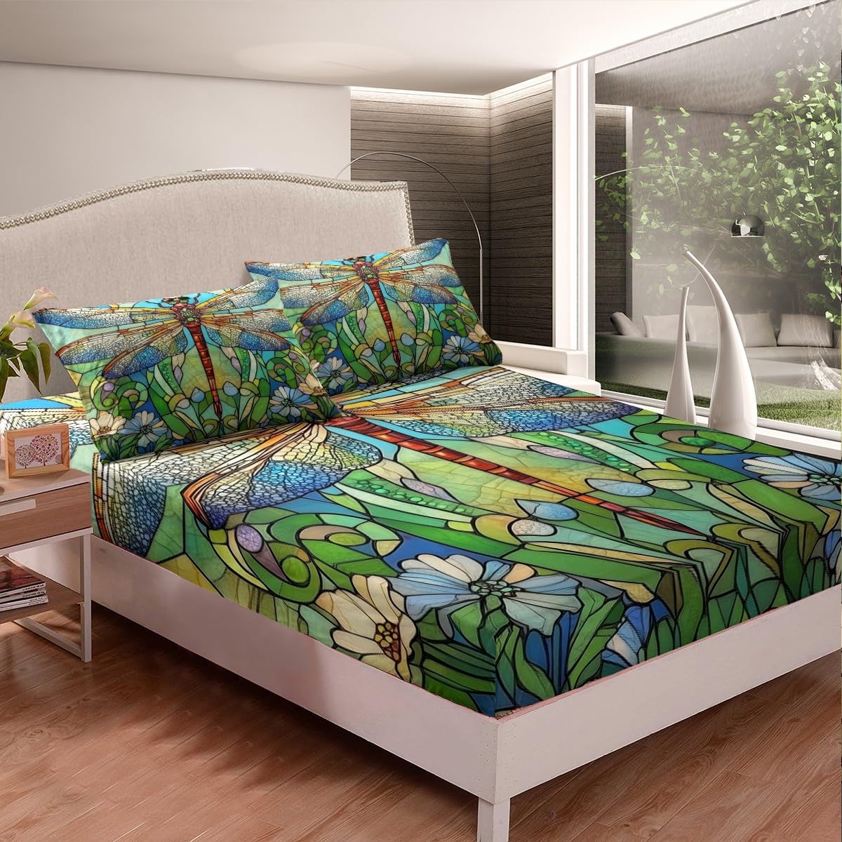 Jejeloiu Dragonfly Kids Bed Sheet Set Twin Size