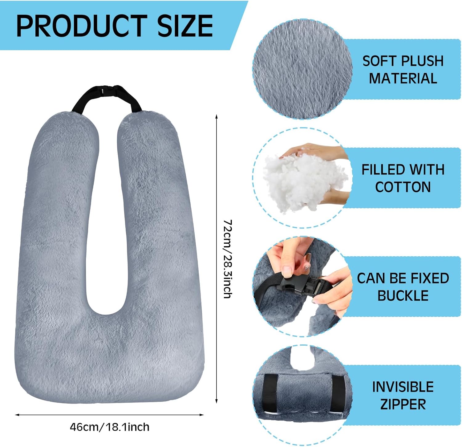 Barydat 2 Pcs Car Travel Pillow with U Shape Design