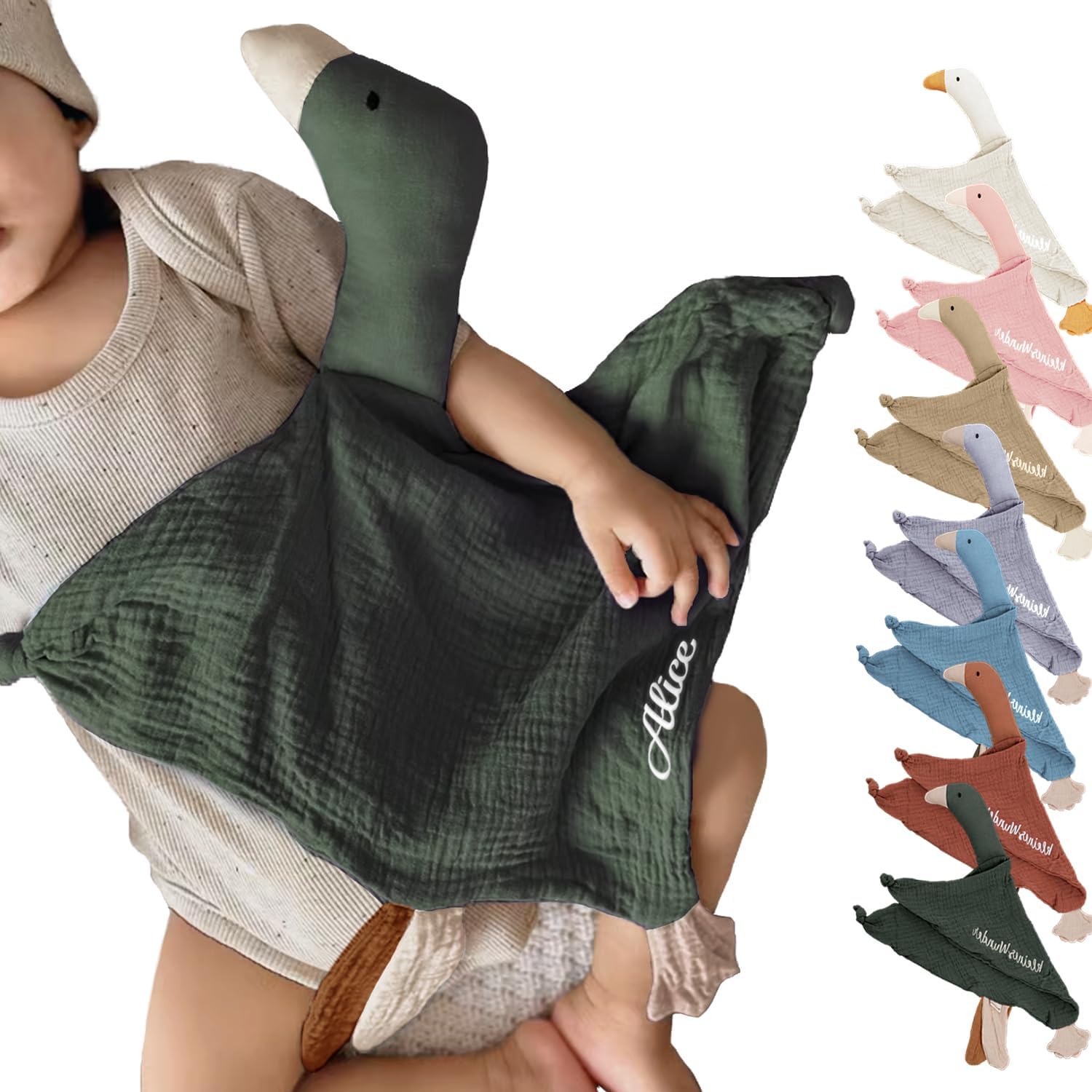 Custom Cotton Muslin Baby Blanket with Cute Goose Design