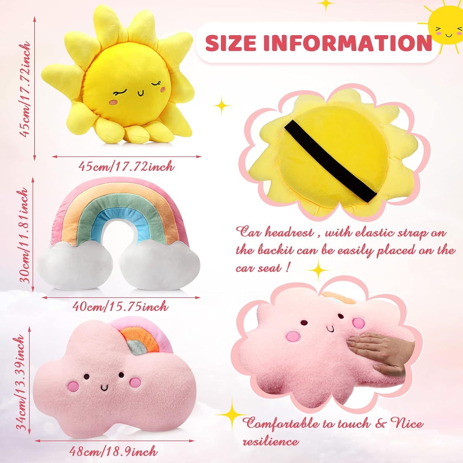 Queekay 3 Pcs Moon Star Cloud Plush Pillows