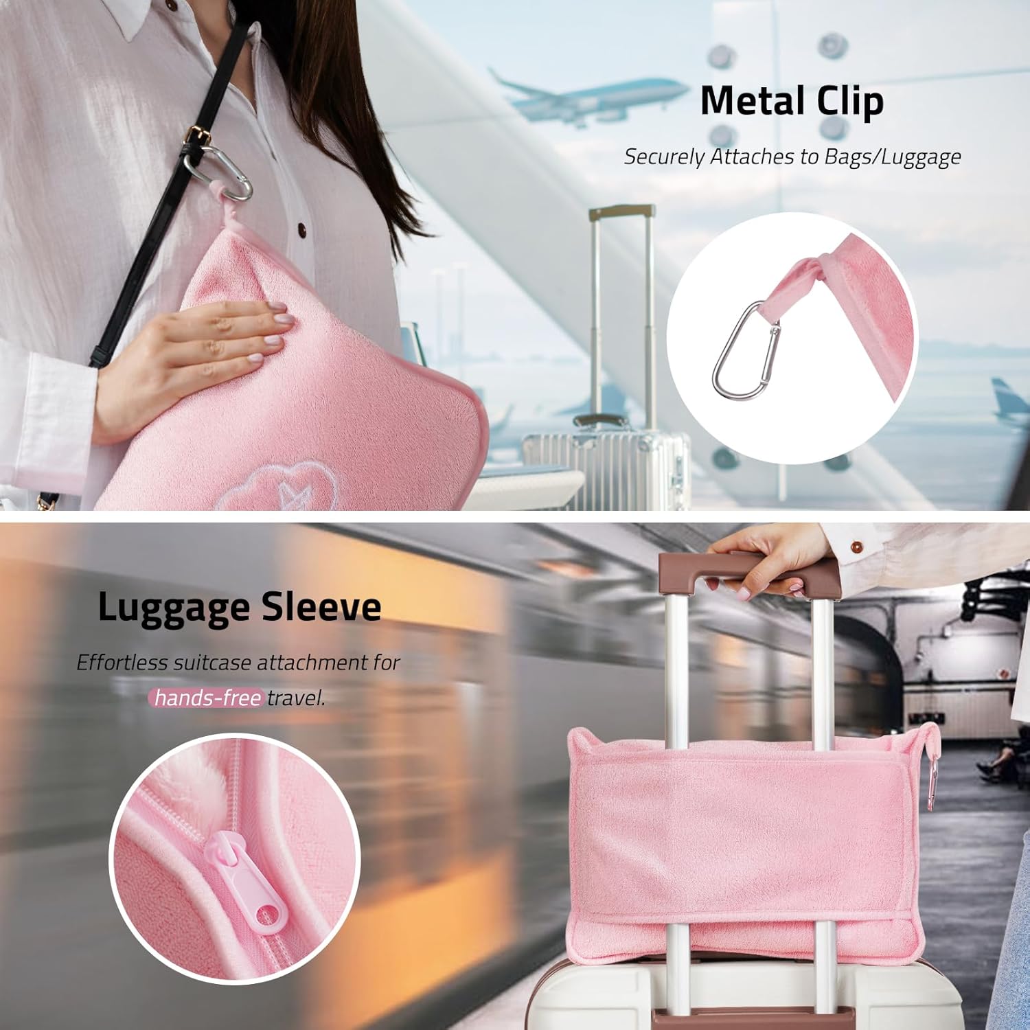 Enzolve Travel Blanket with Bag - Ultra Soft 65x40 in 3-in-1 Set