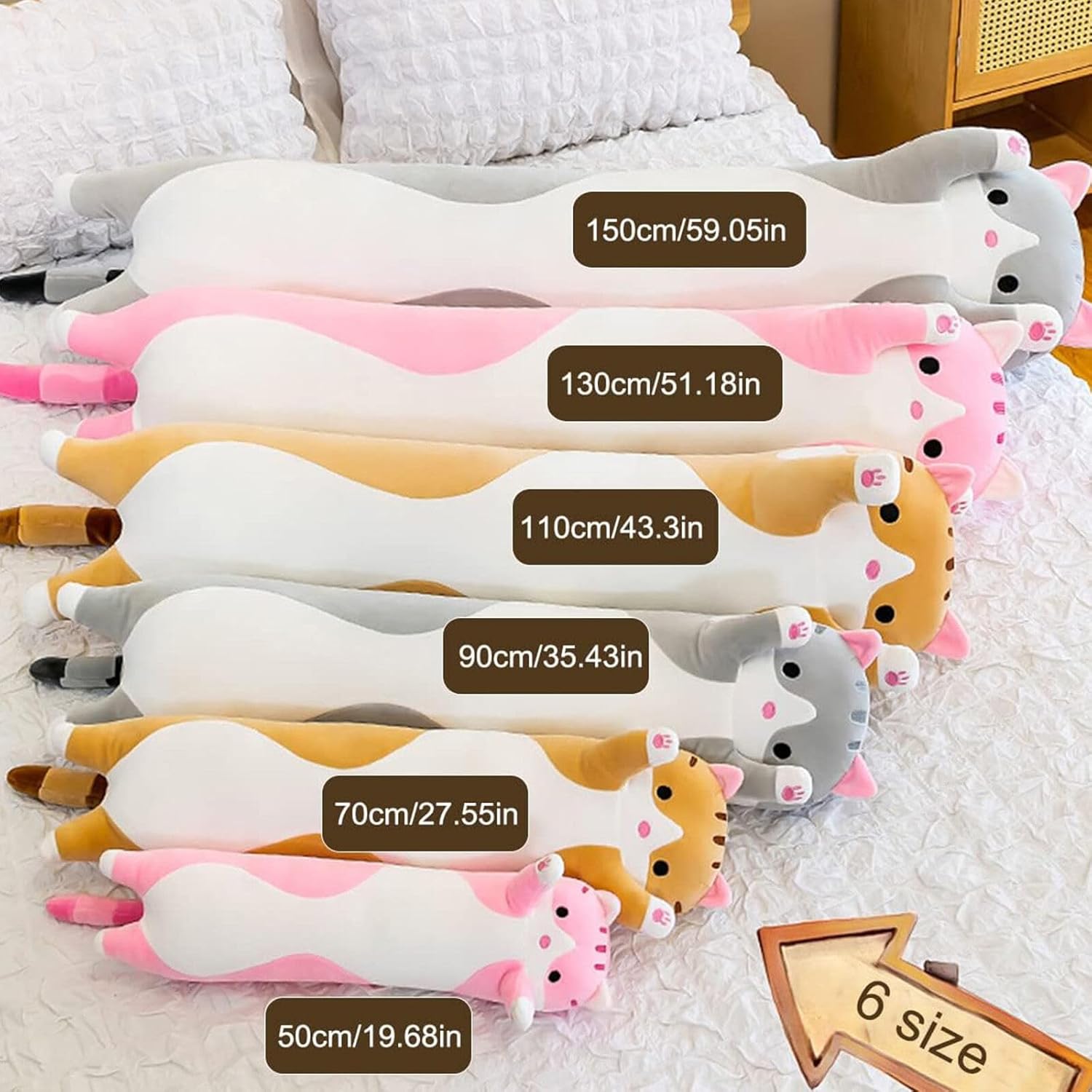 Somao Long Cat Plush Pillow - Soft Hugging Pillow for Kids and Adults