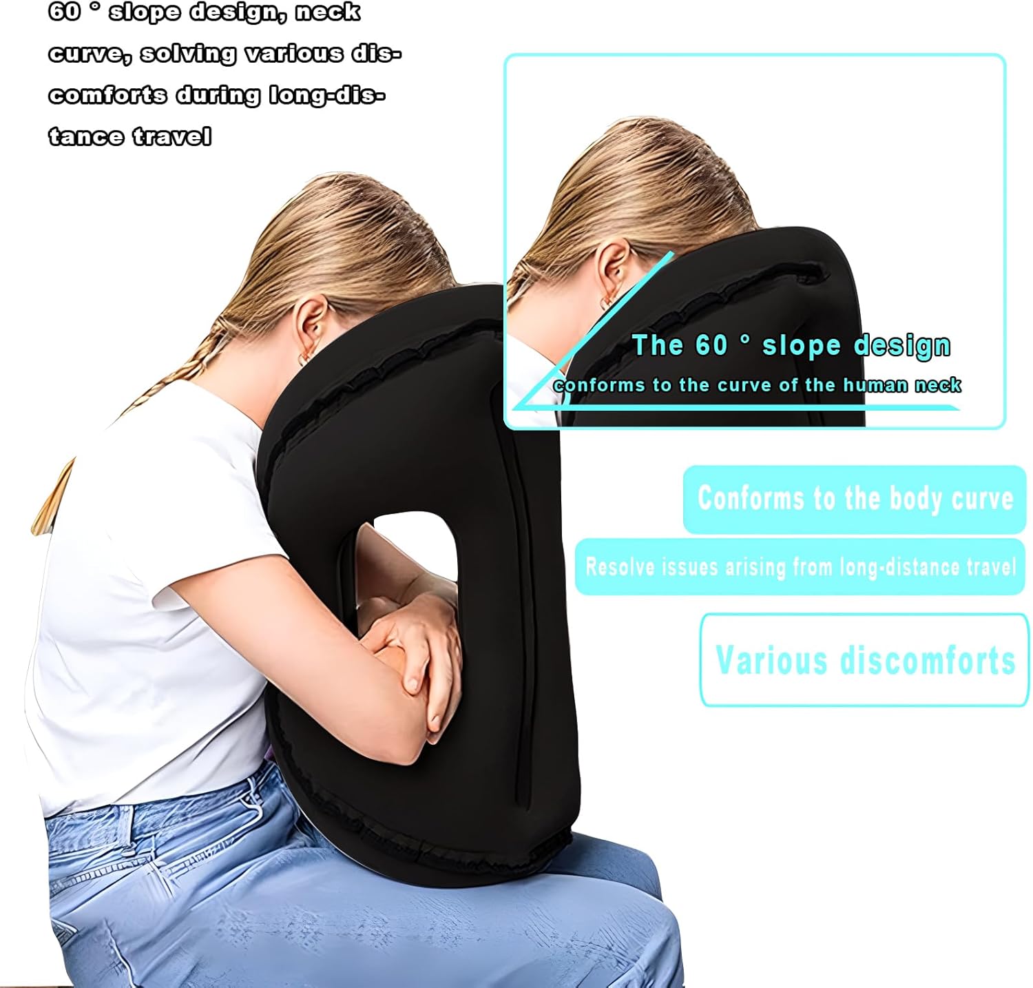 Inflatable Travel Pillow with Eye Mask and Earplugs
