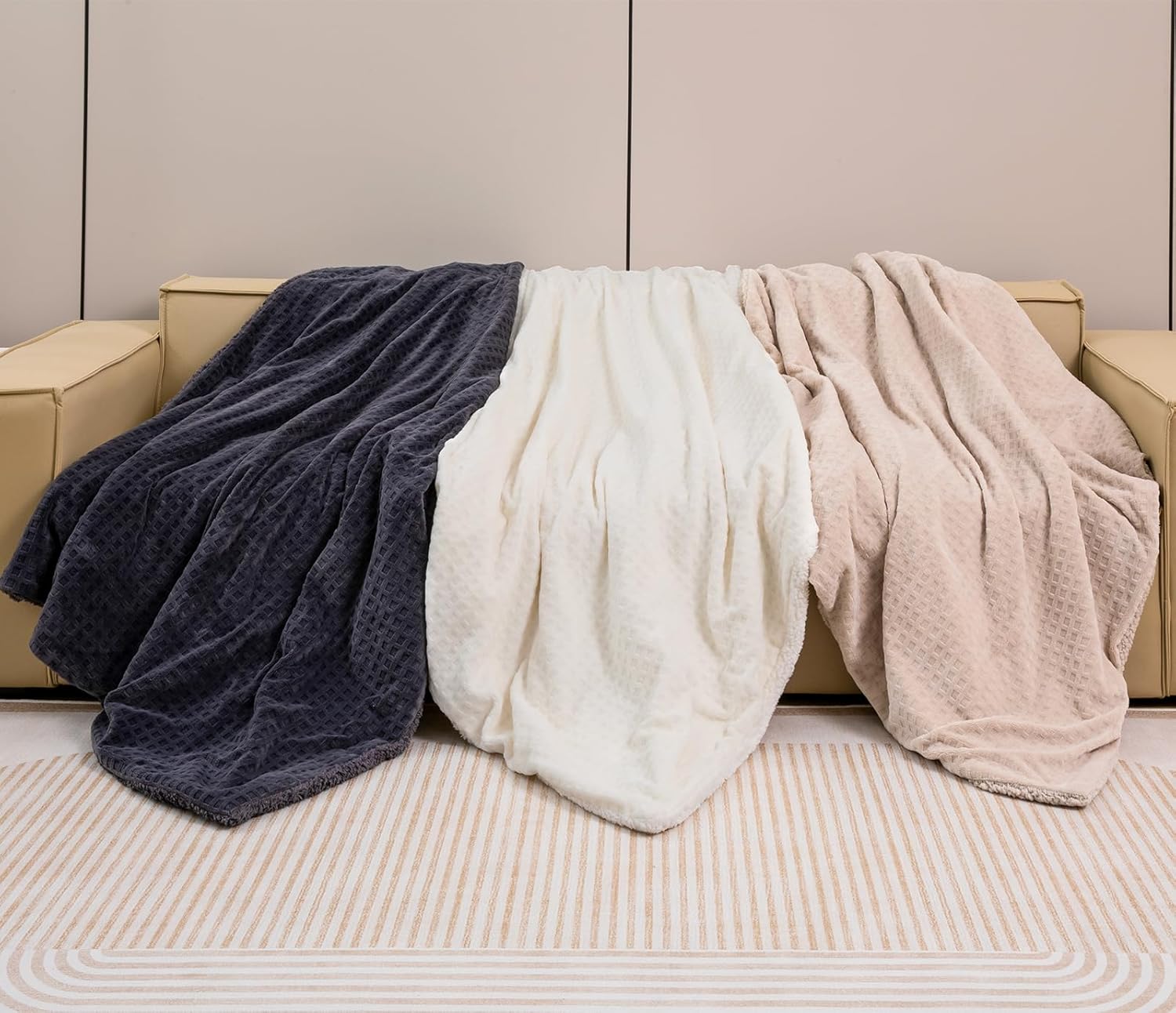 Dowin Queen Electric Blanket - Waffle Sherpa Heated with Dual Control