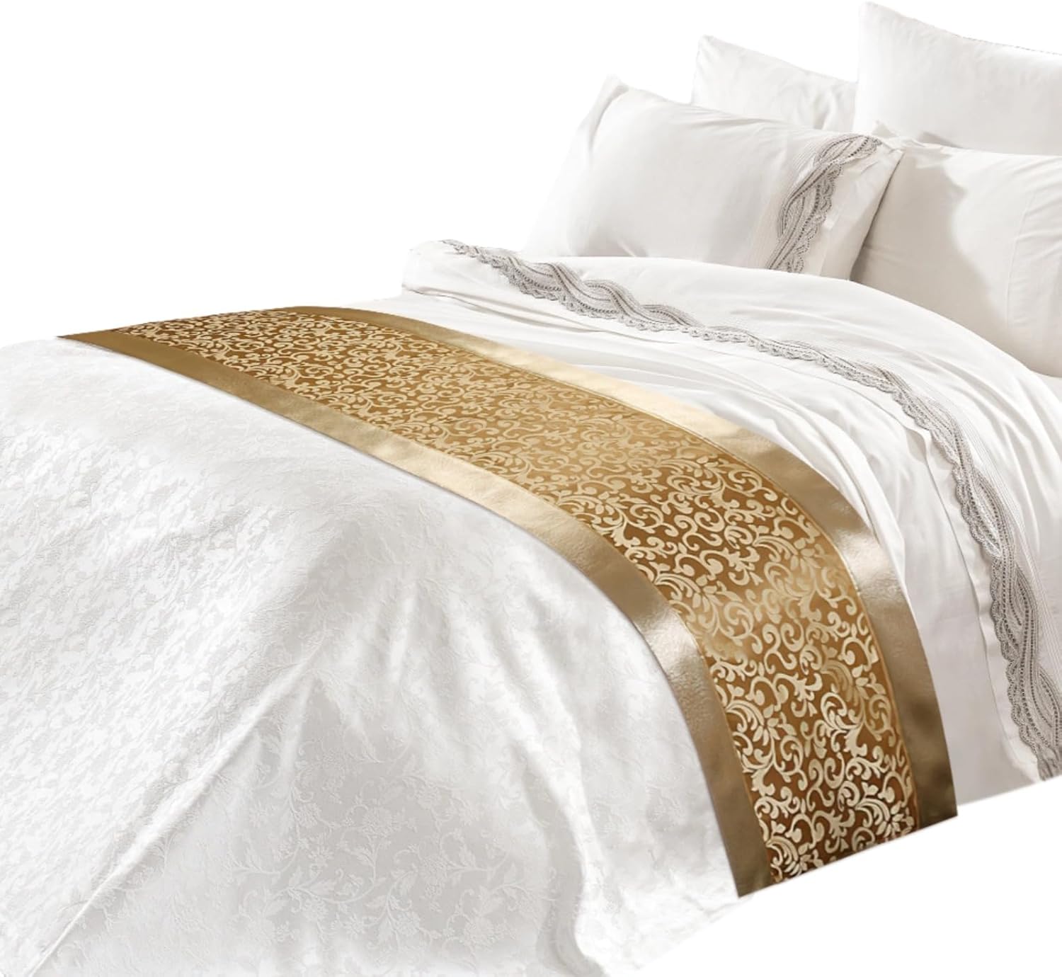 Epicover 197 x 945 Inch Golden Bed Runner