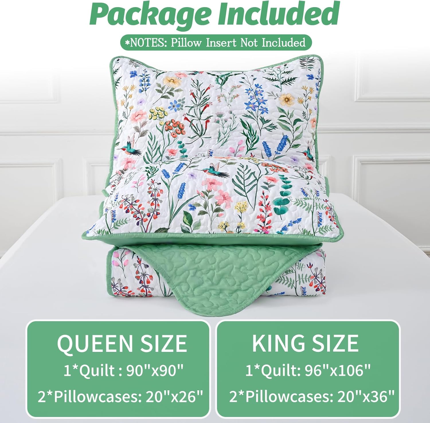 Invoibler Floral Reversible Queen Quilt Set