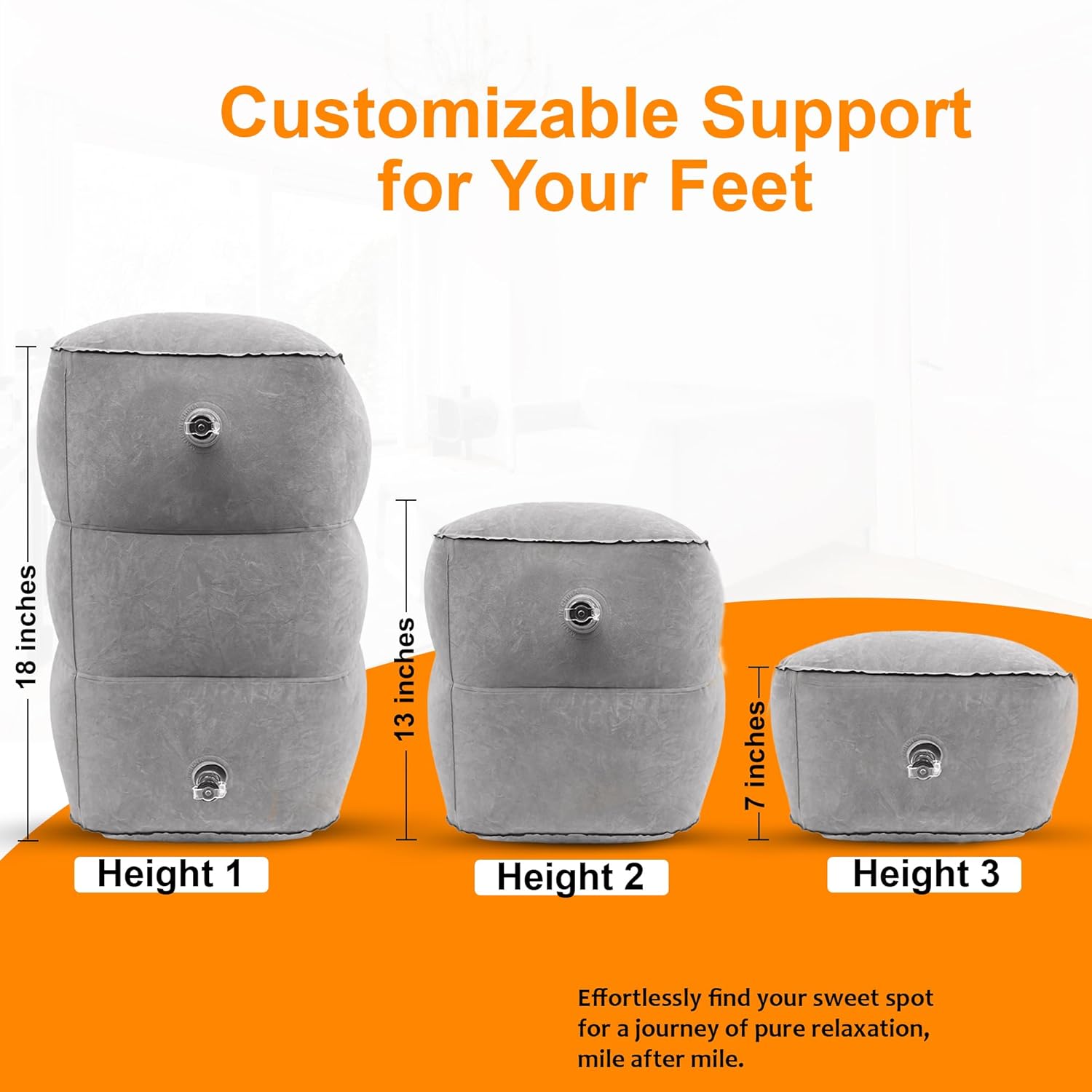 Skyrest Inflatable Foot Rest Pillow - Adjustable Leg Support for Travel