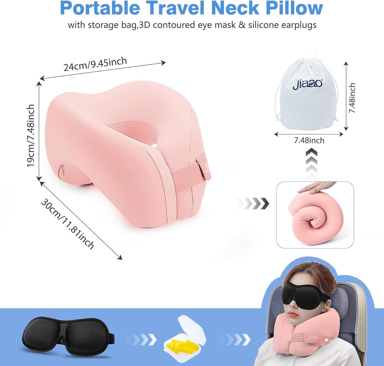 Jiaao Comfort Neck Pillow for Travel and Napping