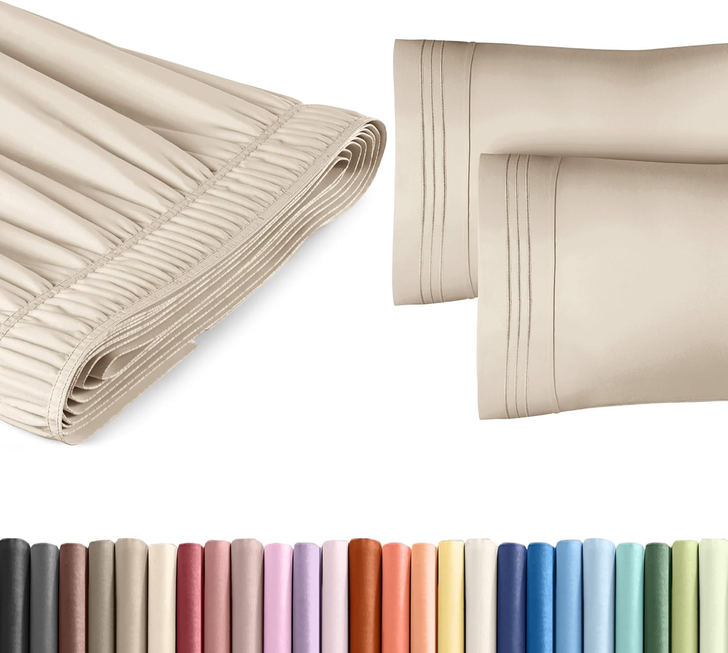 CGK Unlimited Wrap Around Dust Ruffle Bed Skirt 2 Pillowcases - Cream