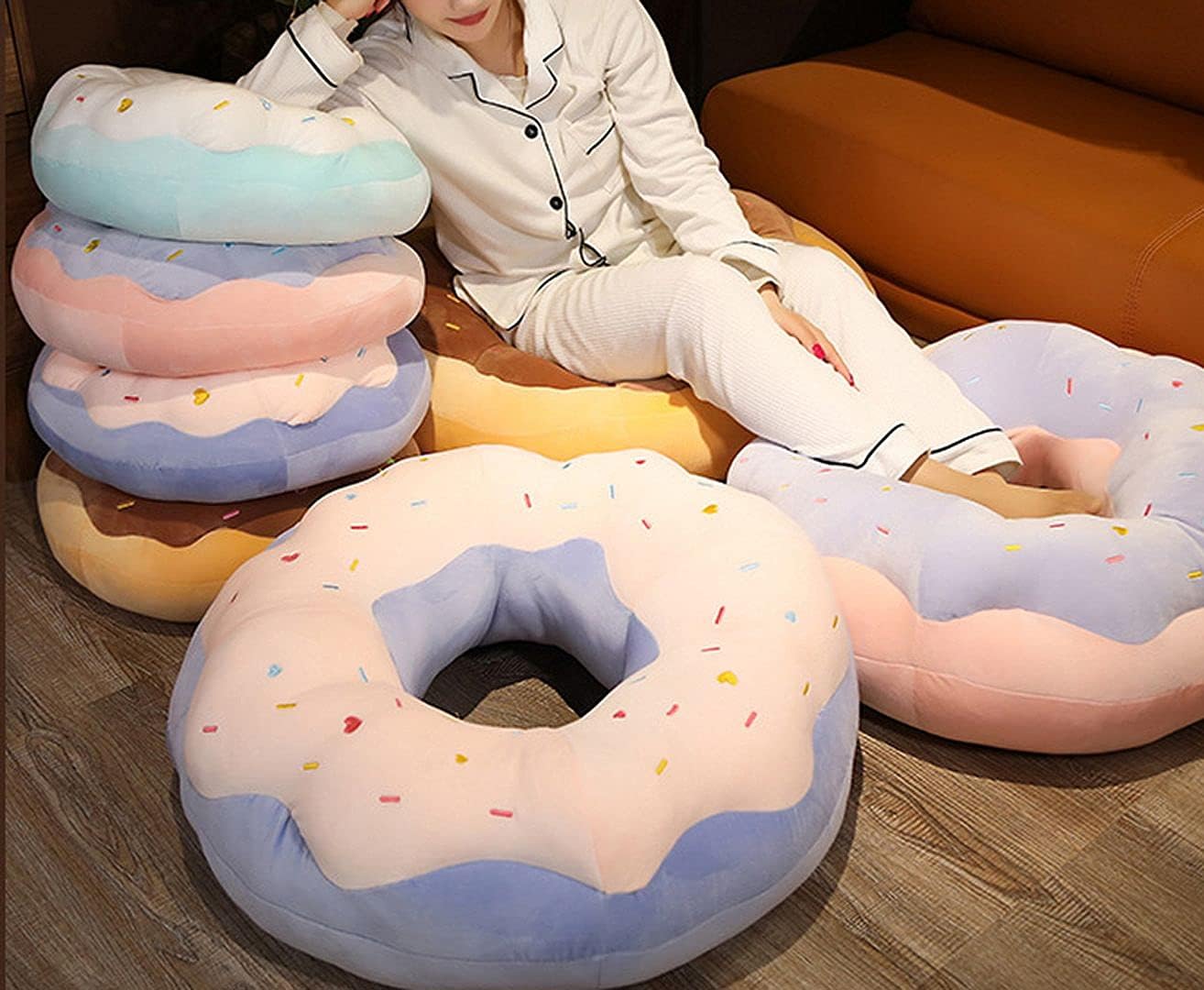 ChezMax Round Donut Pillow 16 Inch 1