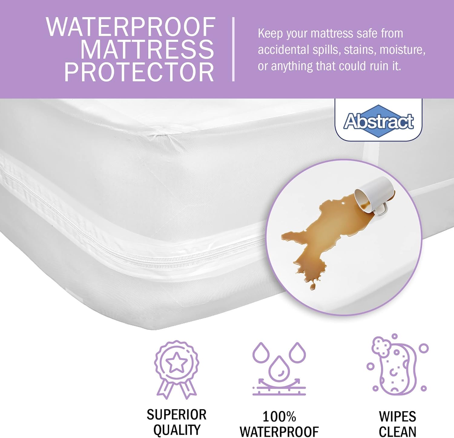 Abstract Vinyl Mattress Protector with Zip Closure - 33x75 Waterproof Cover