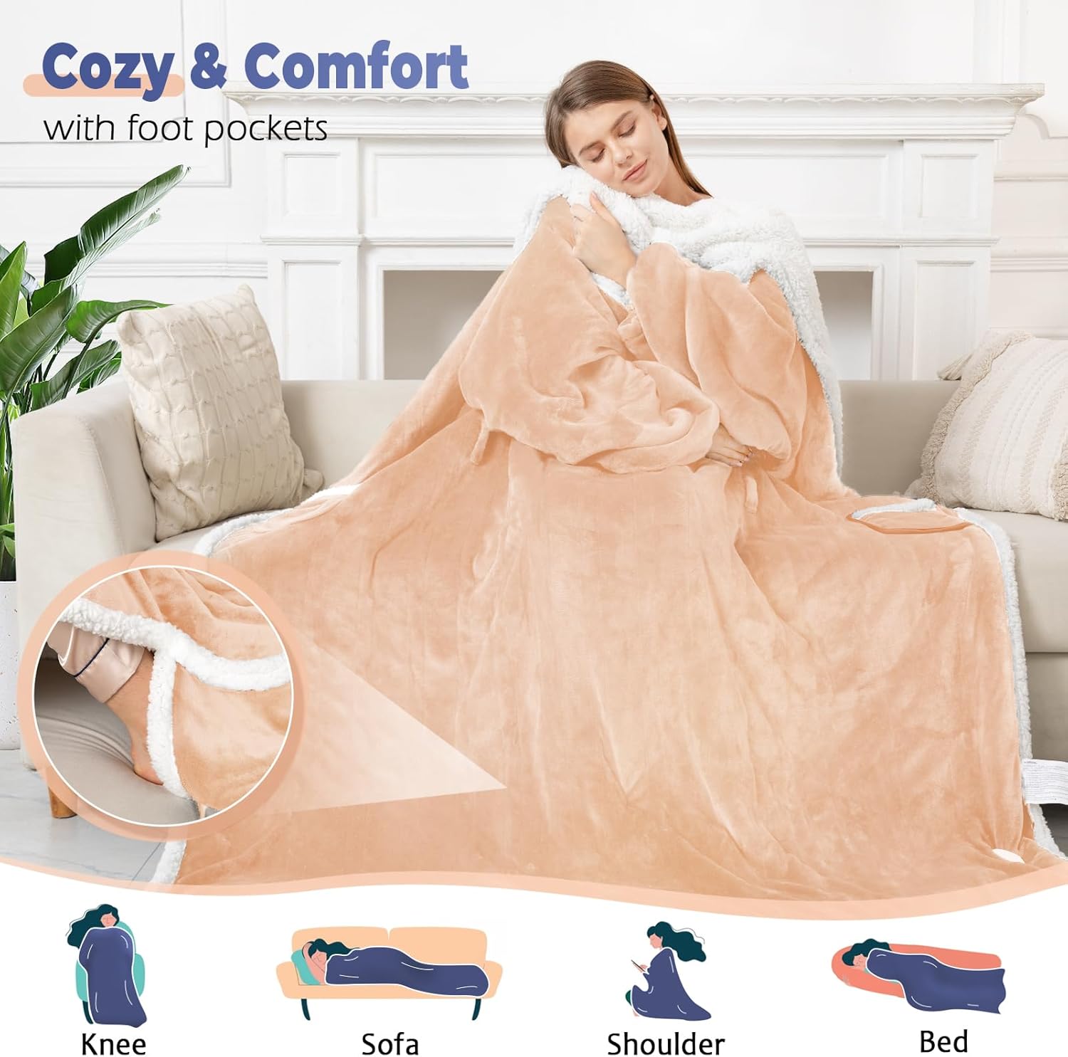 Dueelala Wearable Heated Blanket with 8 Heat Settings