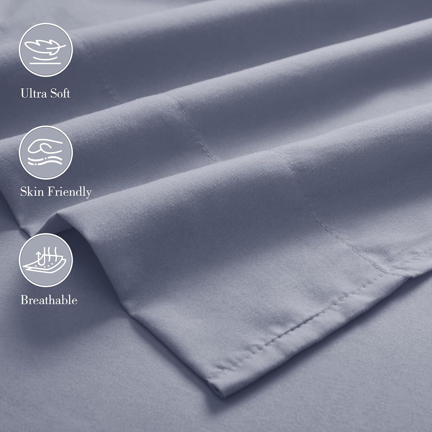 Aormenzy Extra Deep Cal King Sheets Set - 4 Piece Silver Grey