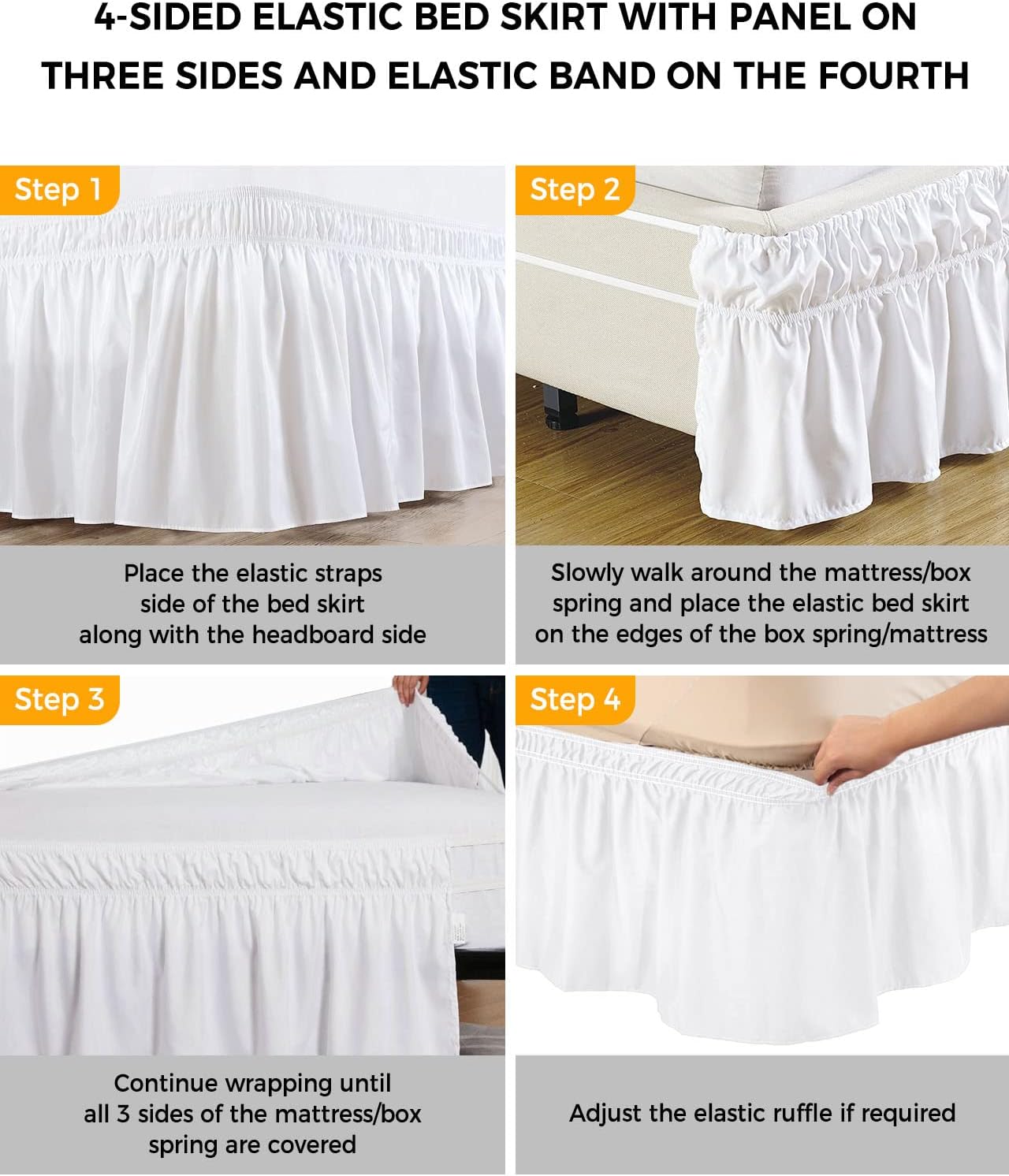 RisQiten Pure Turmeric Cal King Bed Skirt 16 Inch Drop