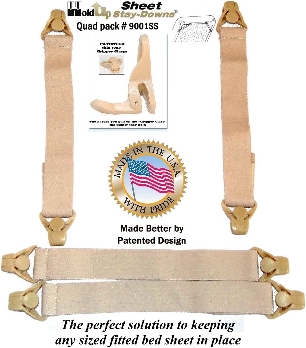 Holdup Suspender Company Bed Sheet Stay-Downs with Patented Gripper Clasps