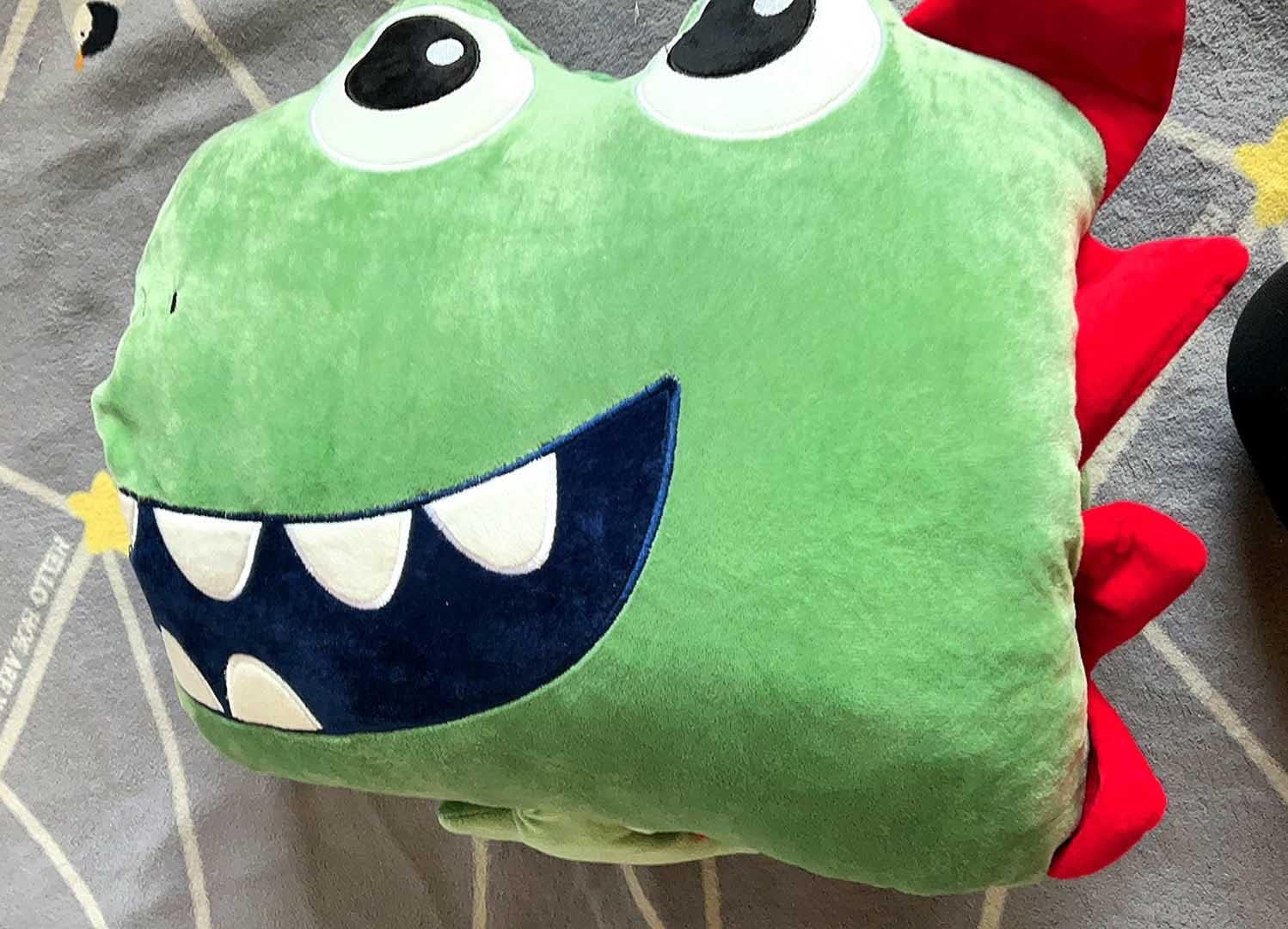 Cute Dinosaur Travel Pillow with Flannel Blanket