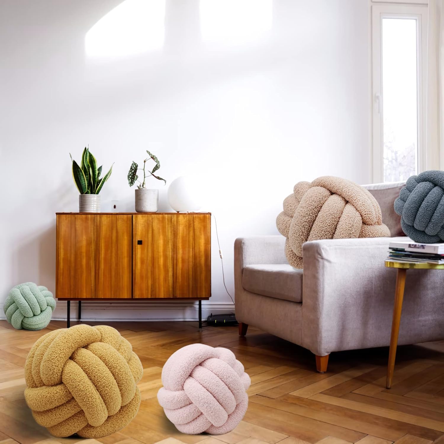 KOGITI Knot Pillow Ball Soft Plush Throw Decorative Pillow