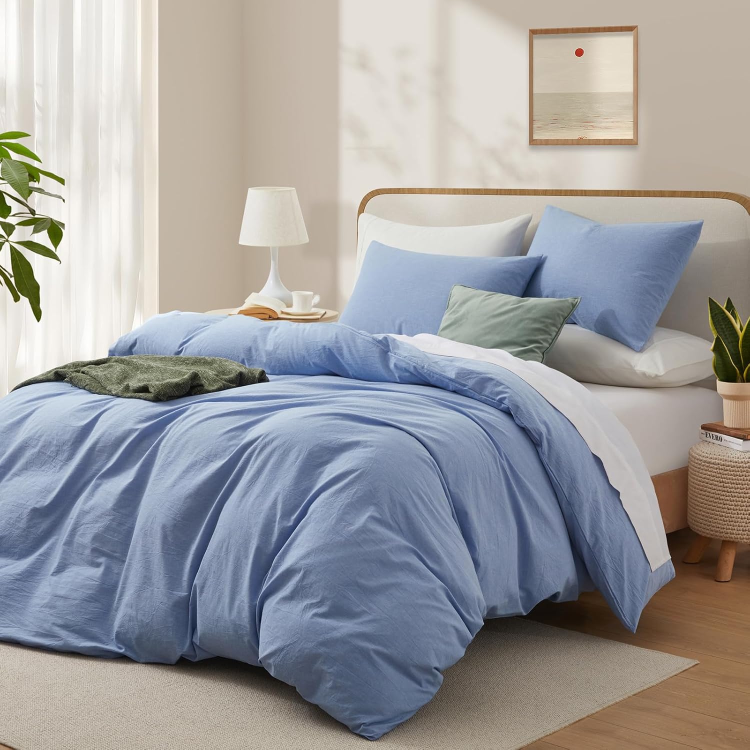 LOVQUE Light Blue Duvet Cover Set Full Size