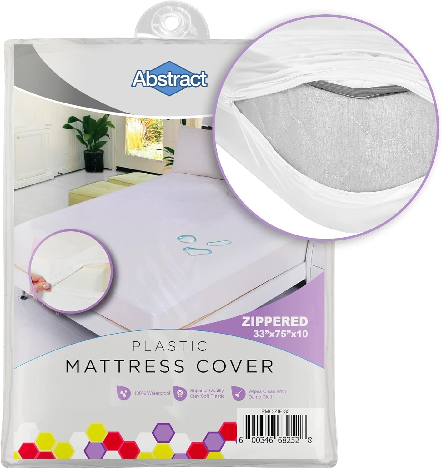 Abstract Vinyl Mattress Protector with Zip Closure - 33x75 Waterproof Cover