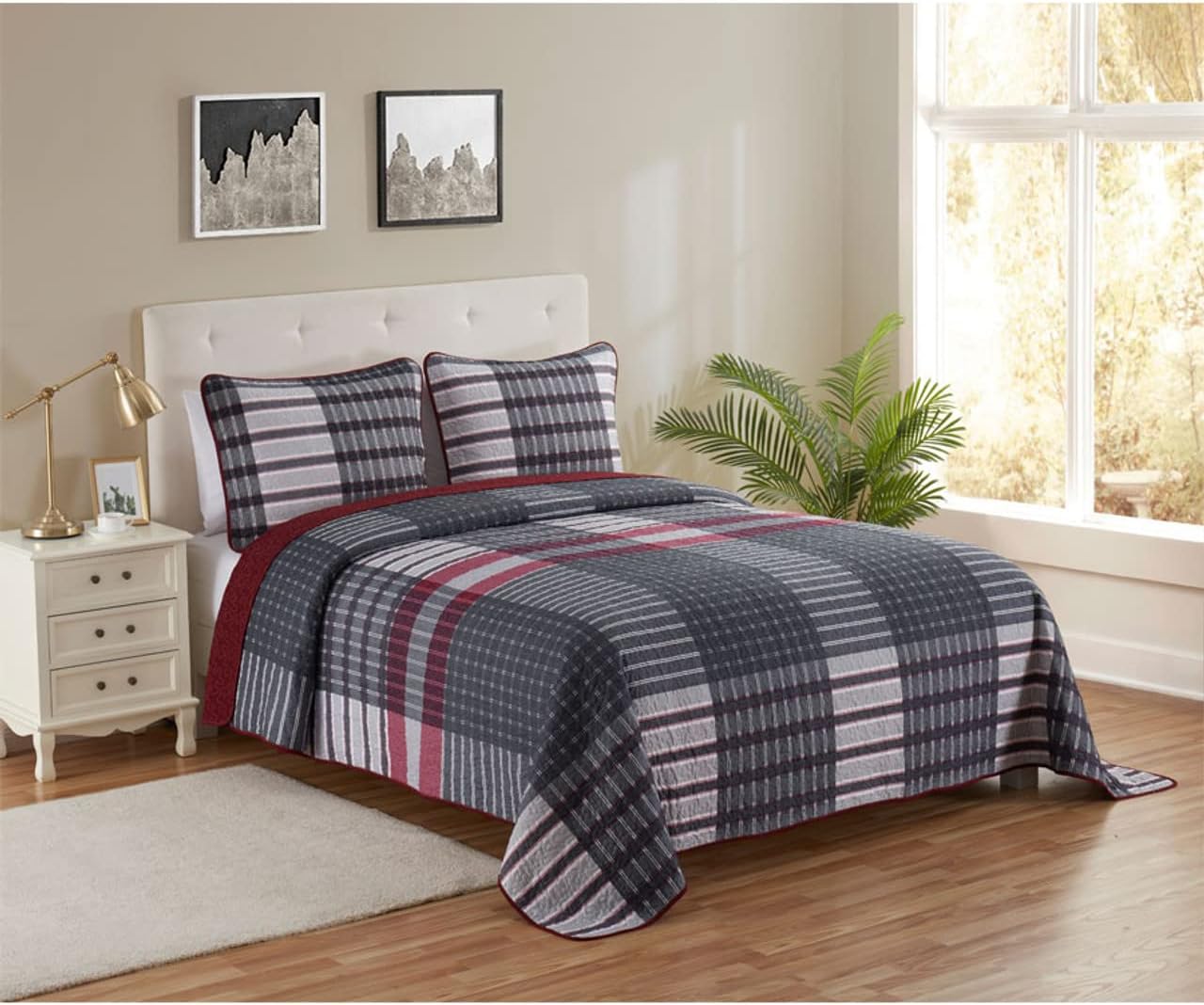 Legacy Decor 3 PCS Reversible Bedspread Coverlet