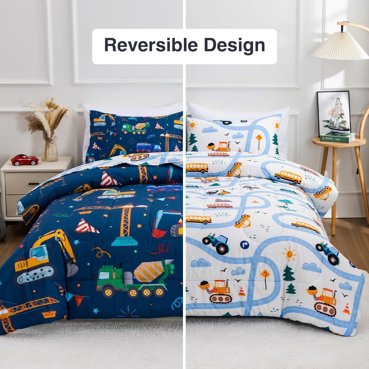 Holawakaka Cartoon Truck Comforter Set Twin Size