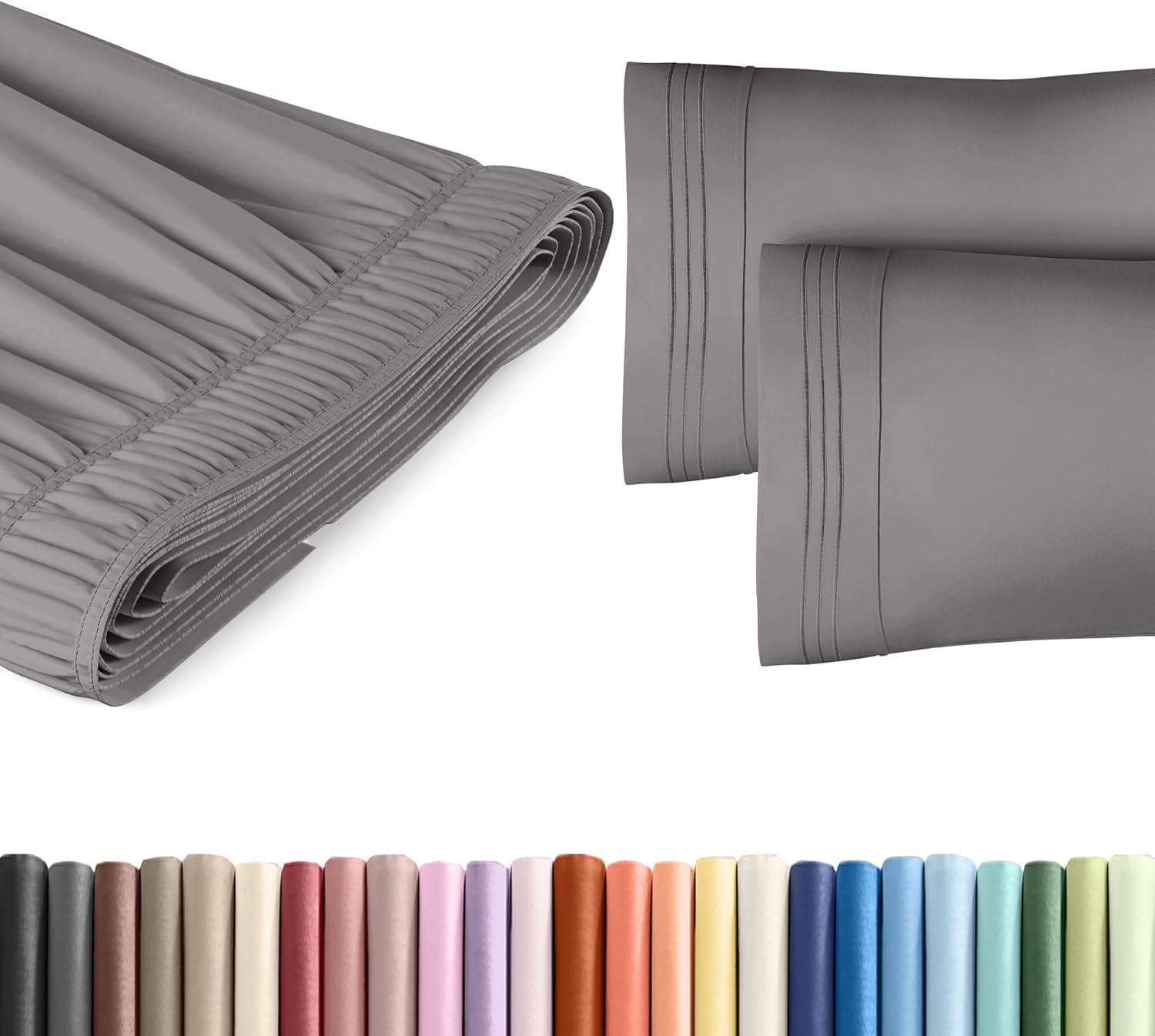 CGK Unlimited Wrap Around Dust Ruffle Bed Skirt 2 Pillowcases - Dark Grey