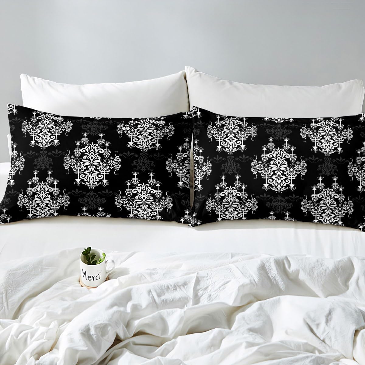 Homewish Luxury Damask Bed Sheets Full Size