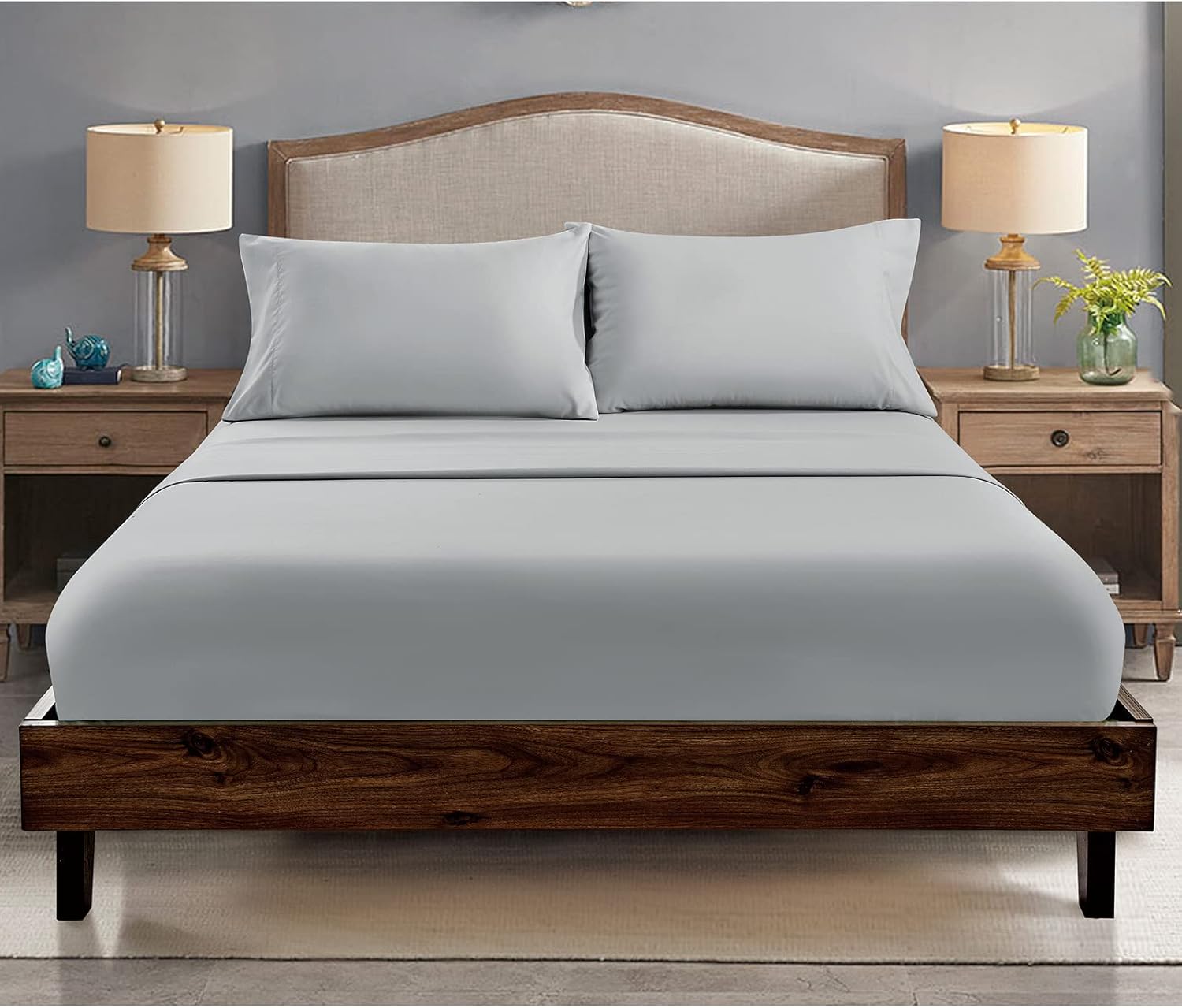 FreshCulture King Fitted Sheets 6 Pack Light Grey