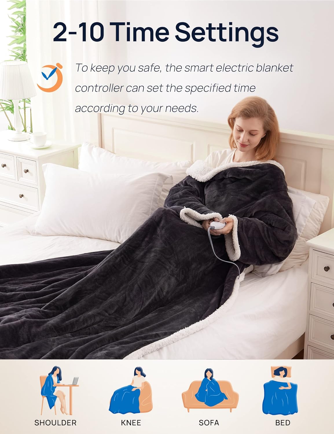 Westinghouse Heated Snuggle Throw Blanket with Sleeves and Foot Pocket 1
