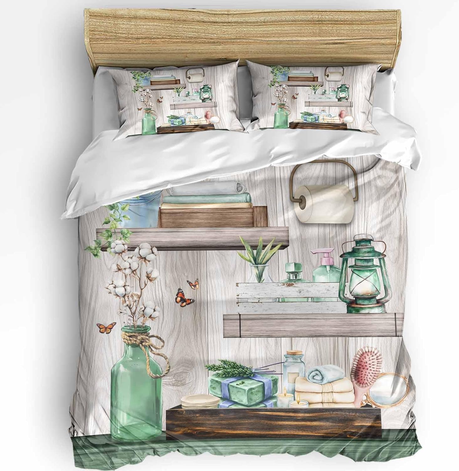 Boanket 3-Piece Duvet Cover Set with Zipper Farmhouse Style