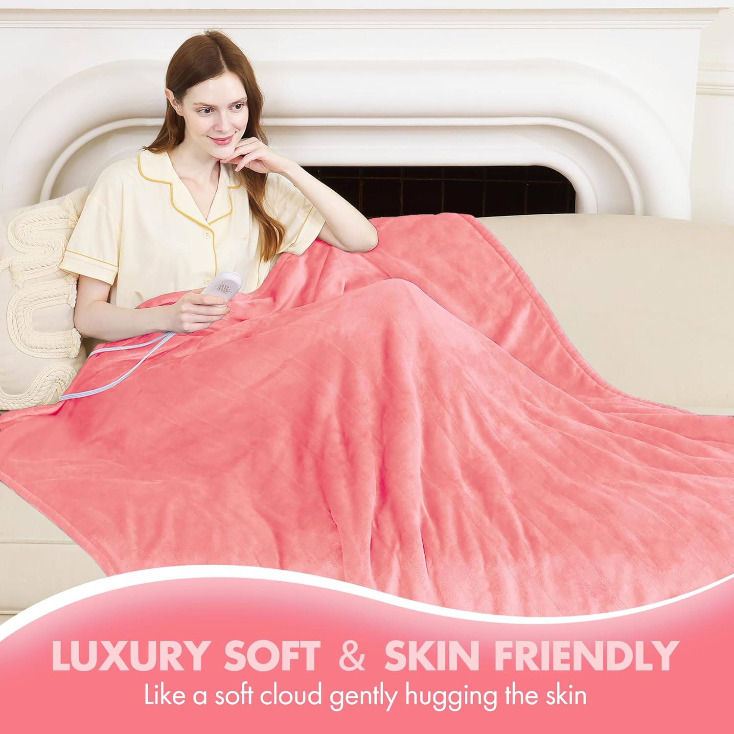 VELLUBAM Heated Blanket 72 x 84 Pink