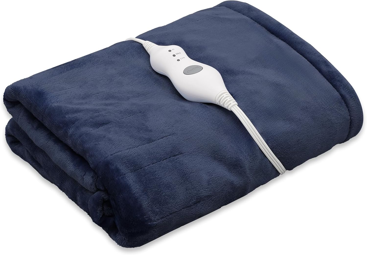 Mollie Soft Flannel Heated Throw Blanket Dark Blue