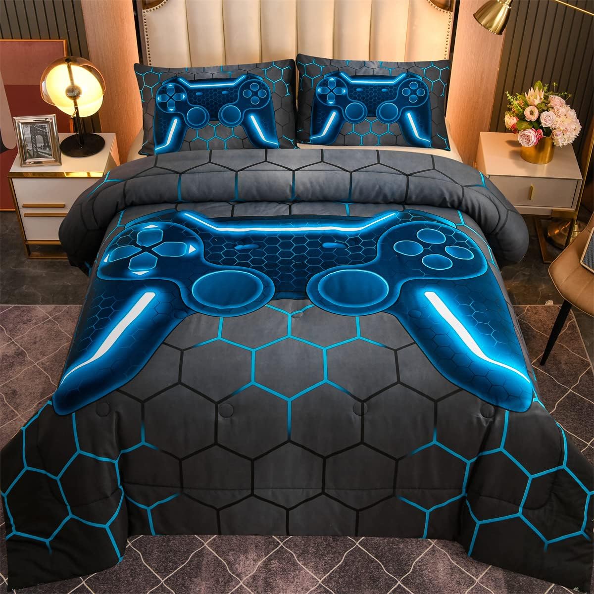 NTBED Game Console Comforter Set for Kids 3D Blue Twin