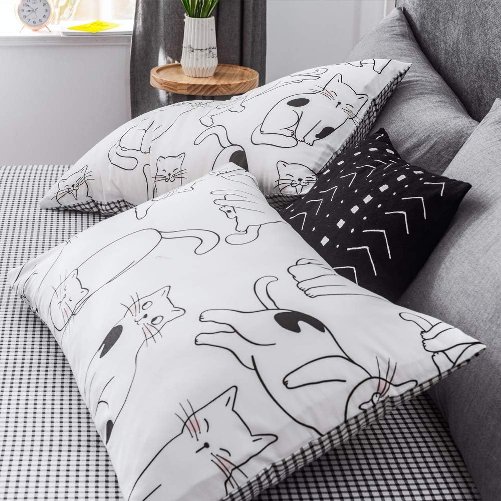 FenDie 20x26 Cotton Pillowcases Set of 2 Reversible Stars Design