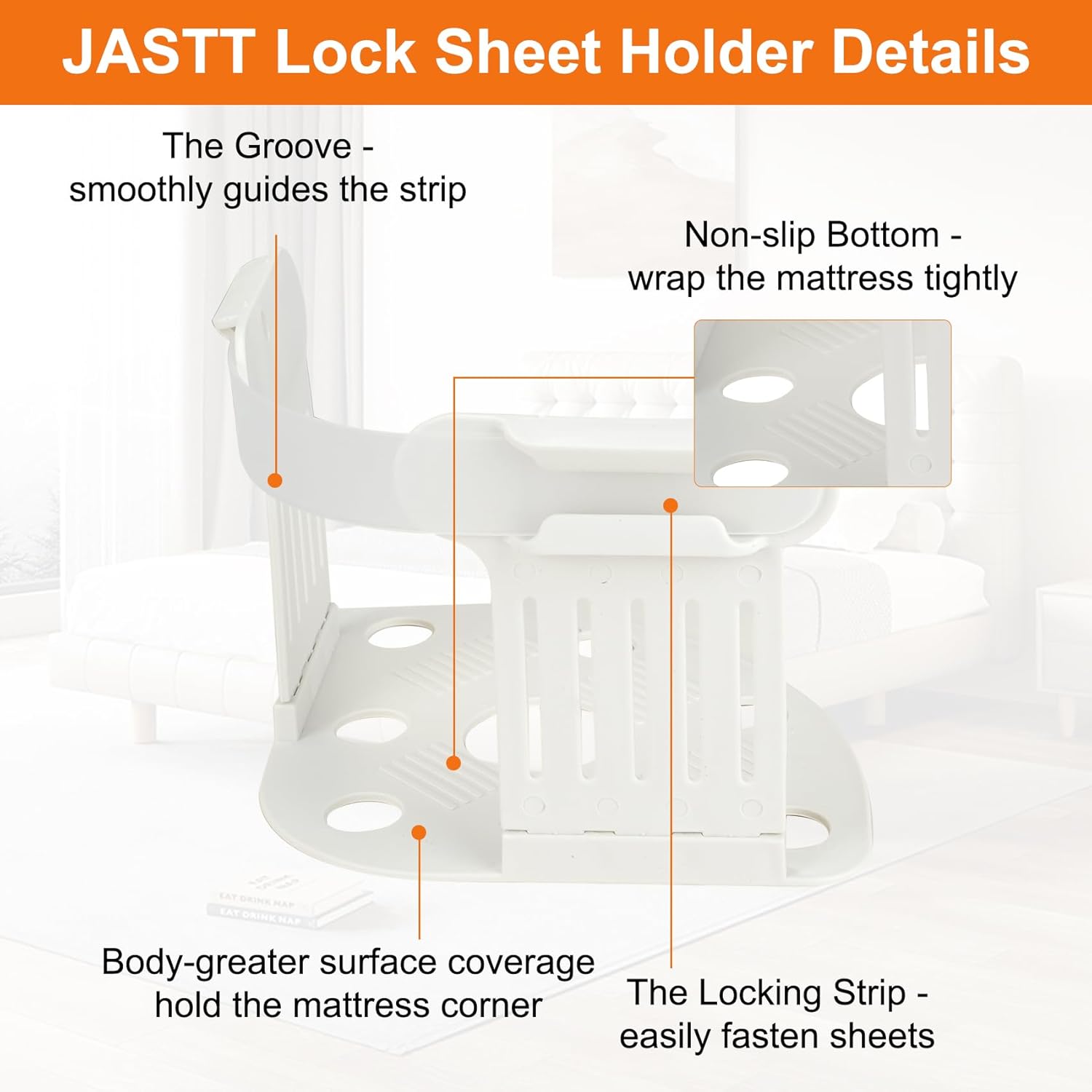 JASTT Lock Sheet Holders 4PCS Heavy Duty Bed Sheet Clips