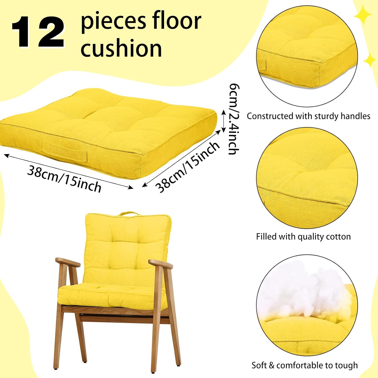 Gerrii 12 Piece Rainbow Floor Cushion Set with Handles
