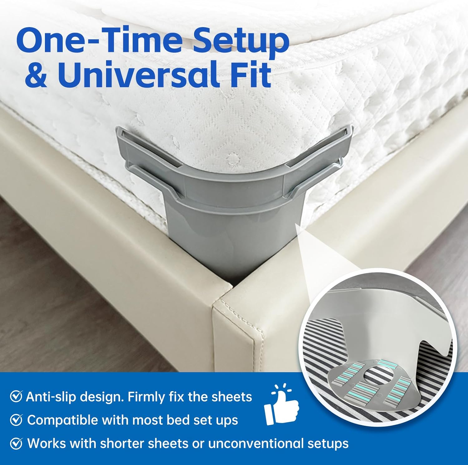 Heavy Duty Bed Sheet Holder Set of 4 for King Queen Mattresses