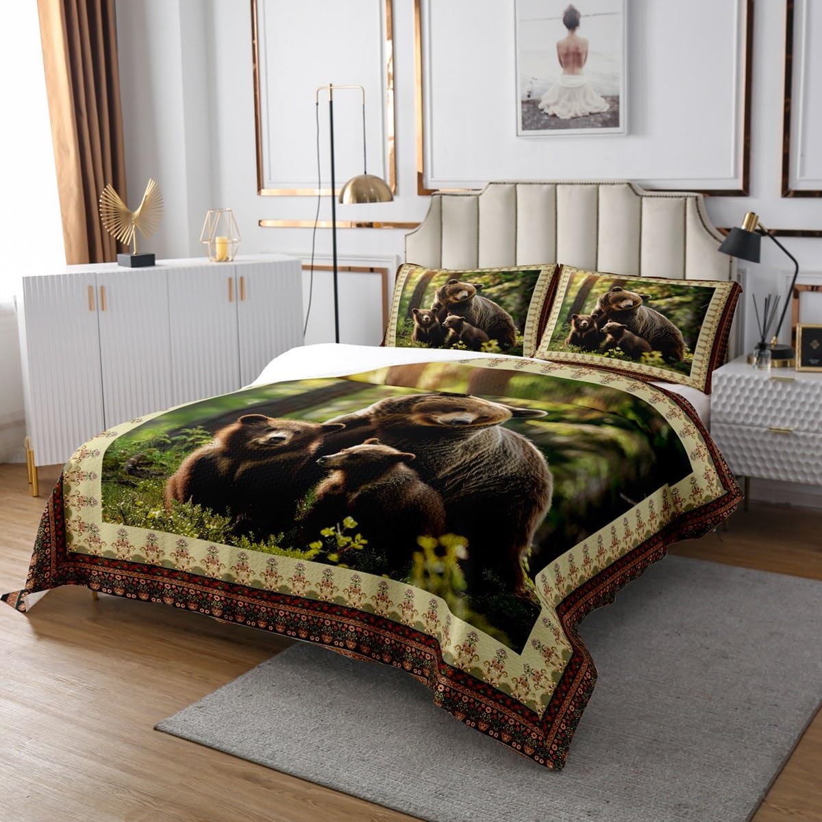 Erosebridal Queen Bedspread Set with 2 Pillow Shams