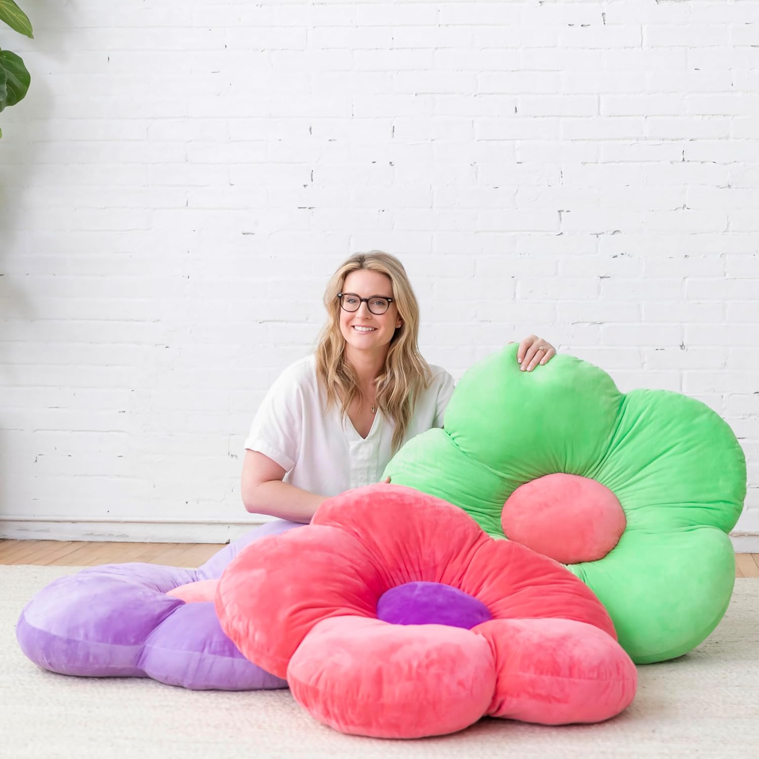 ECR4Kids SoftZone Flower Floor Pillow Bright Pink 1