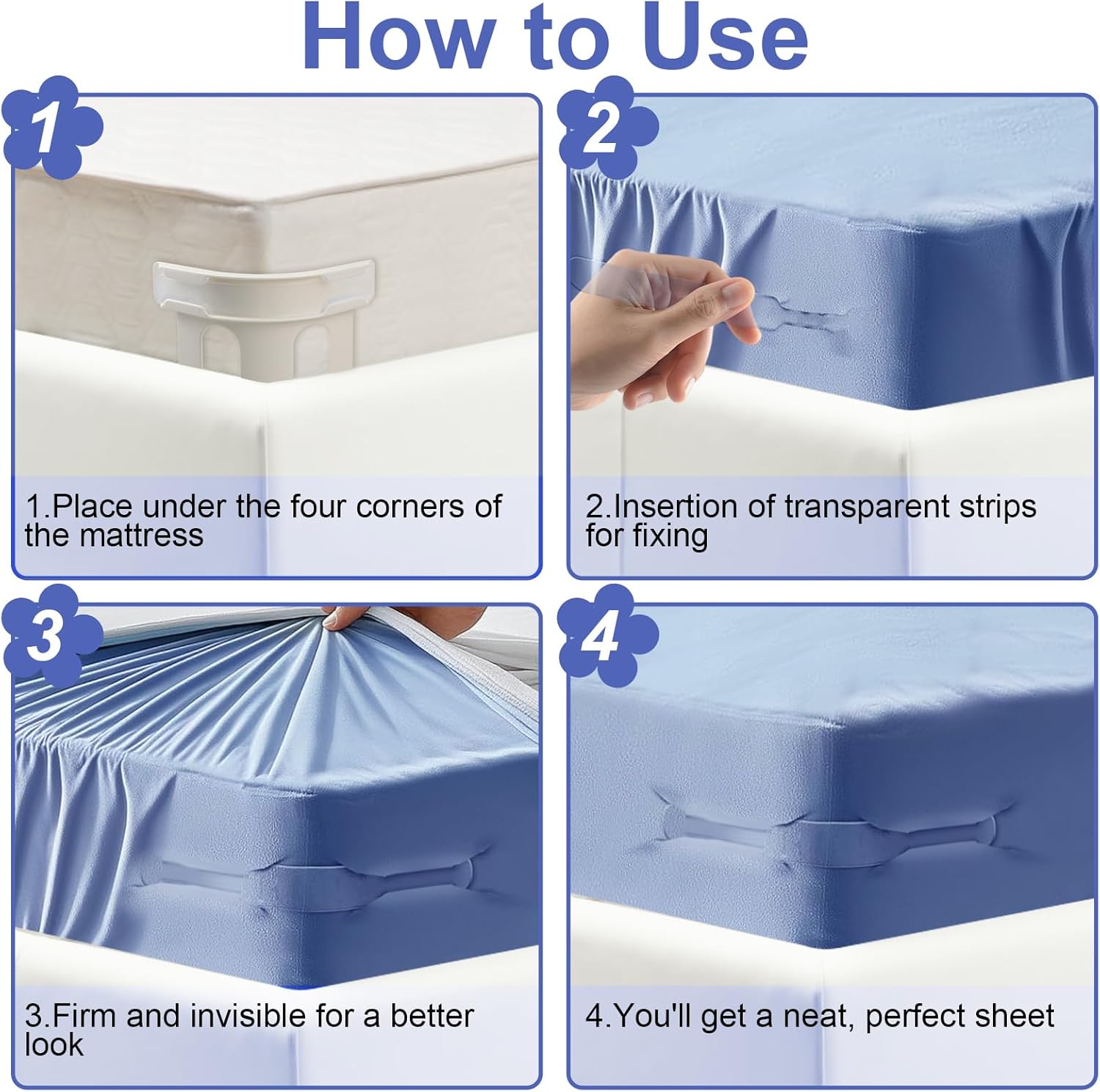 CALORPET Lock Sheet Holders Set - 4 Pieces Anti Slip Heavy Duty