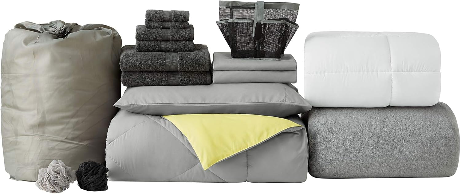 College Dorm Pack - Limelight YellowAlloy Gray Comforter Set