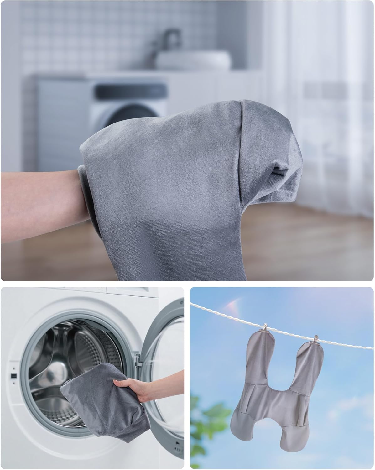 BEBAS H-Shaped Travel Pillow for Kids Adults - Grey