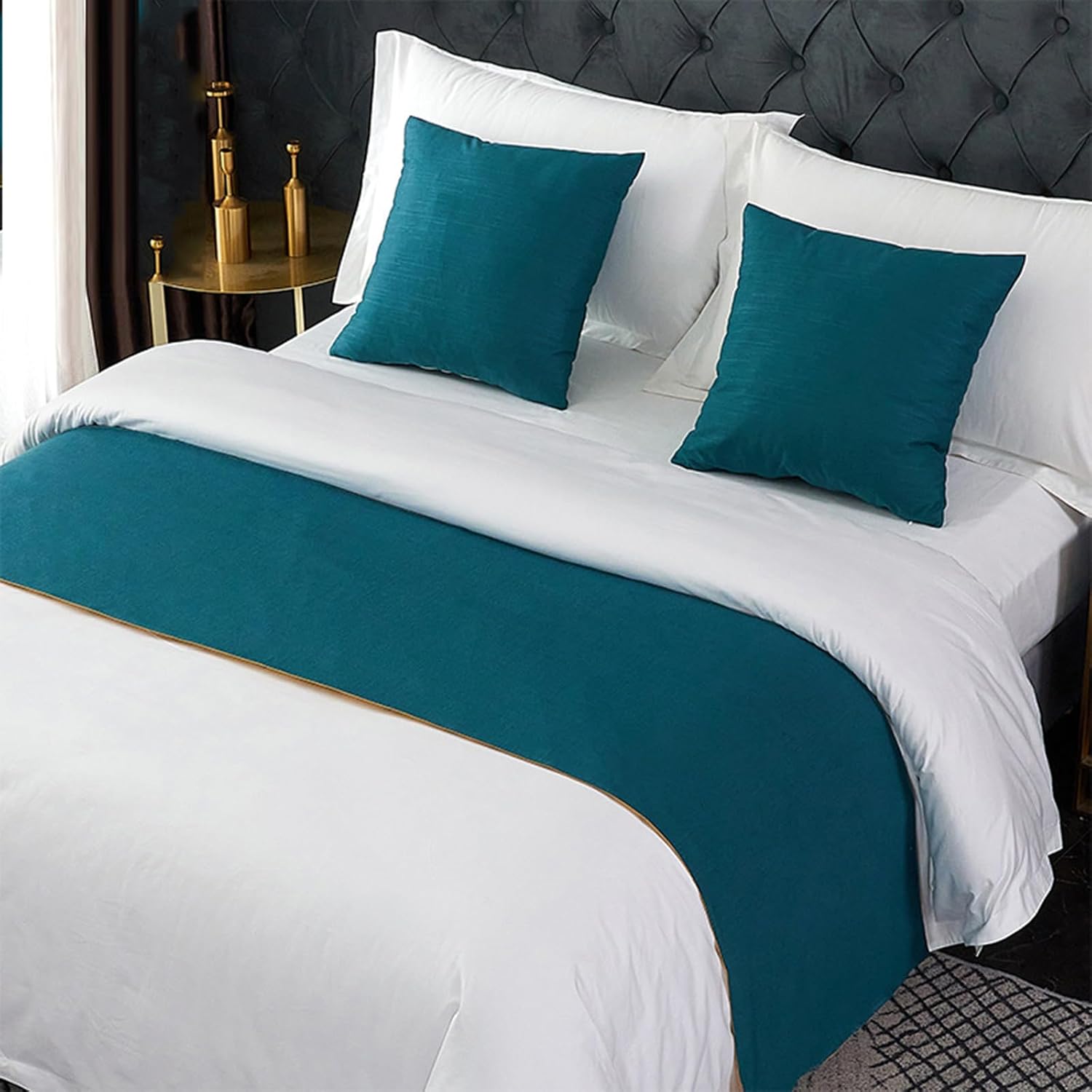 Tuqiugae 2 Piece Bed Runner Set for Home and Hotel Use