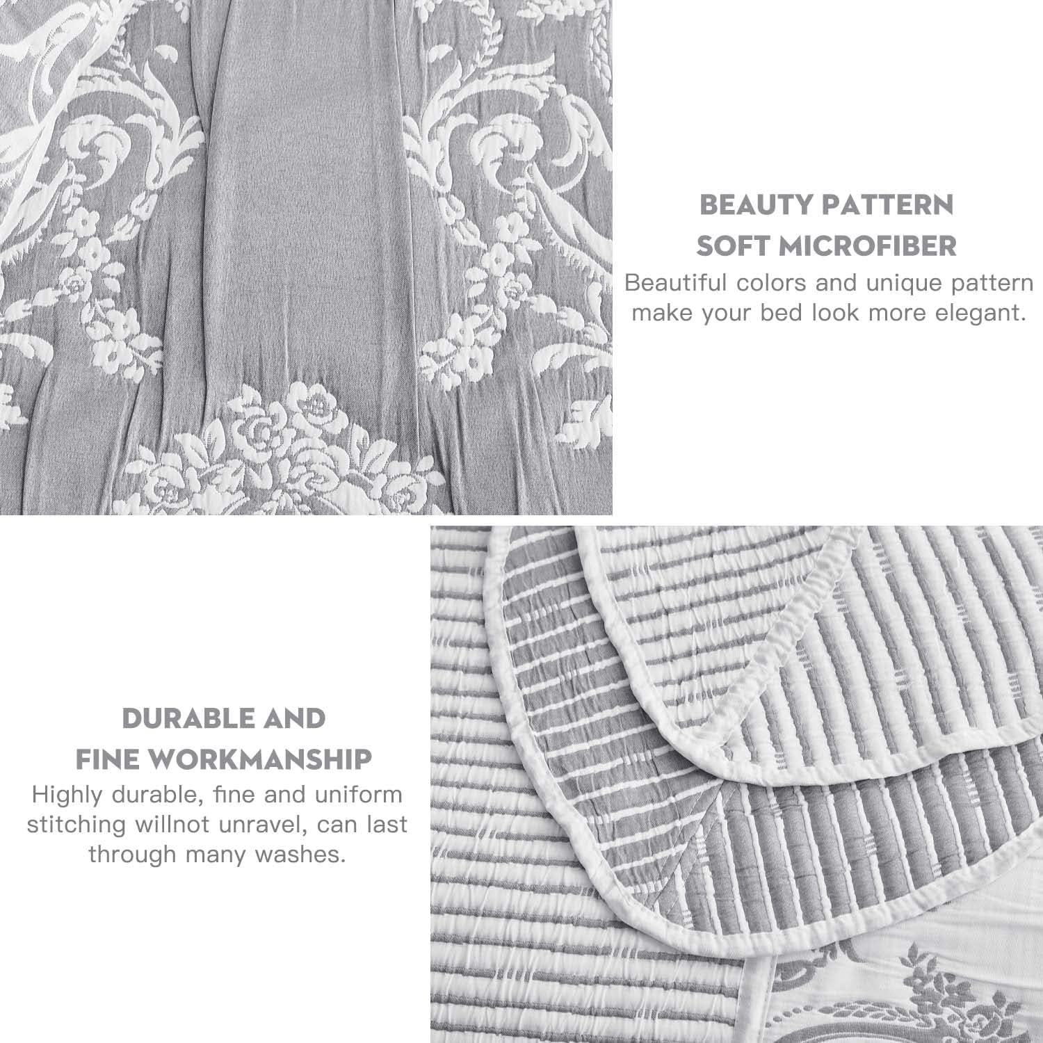 HZ HY Oversized King Bedspread 138x122 Grey Jacquard