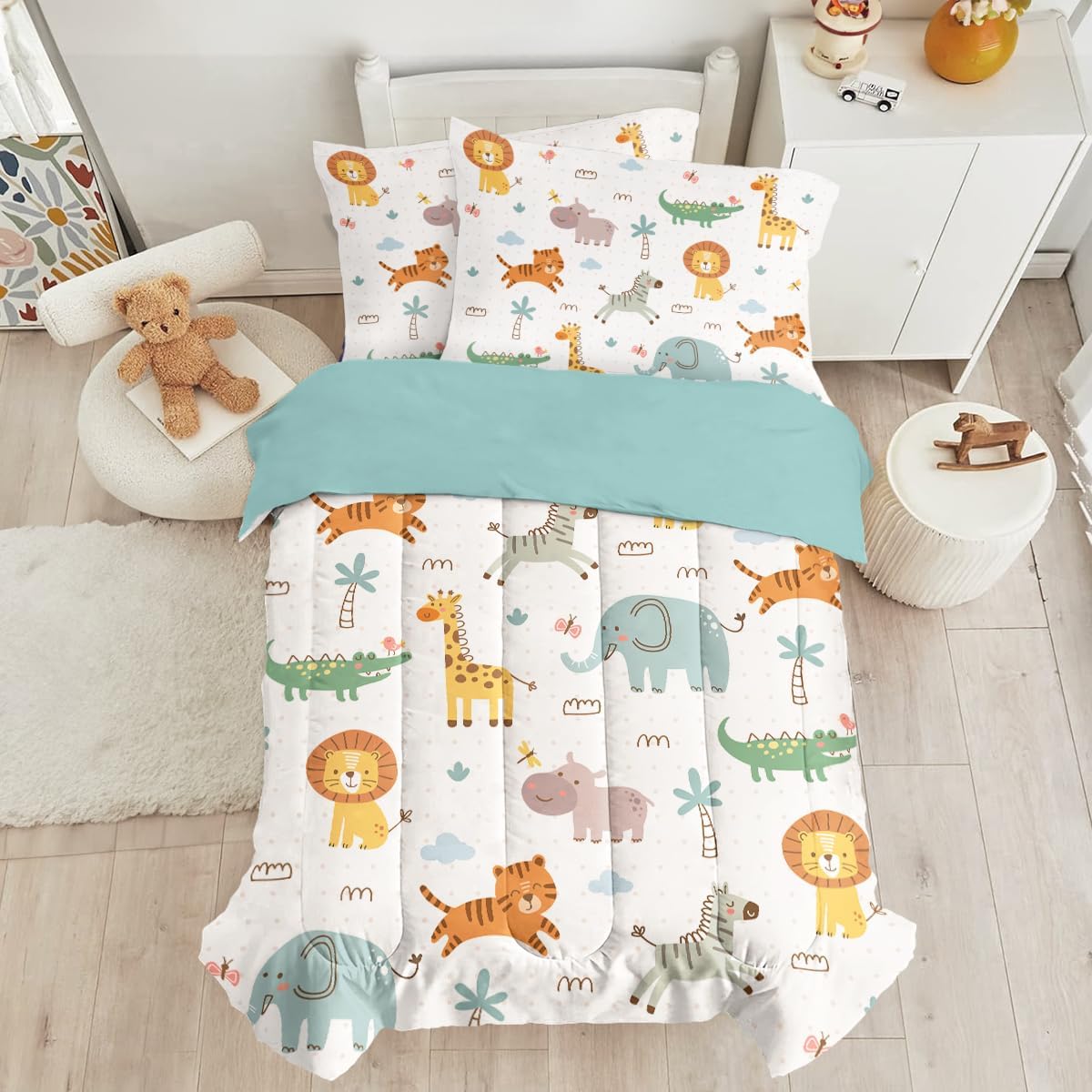SANDJEST Animal Duvet Cover Set for Kids Full Size