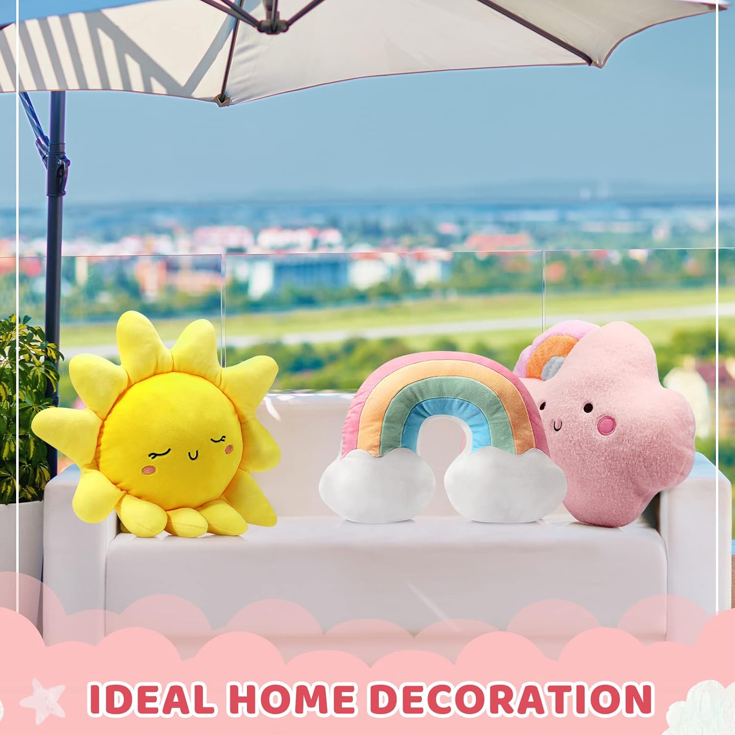 Queekay 3 Pcs Moon Star Cloud Plush Pillows