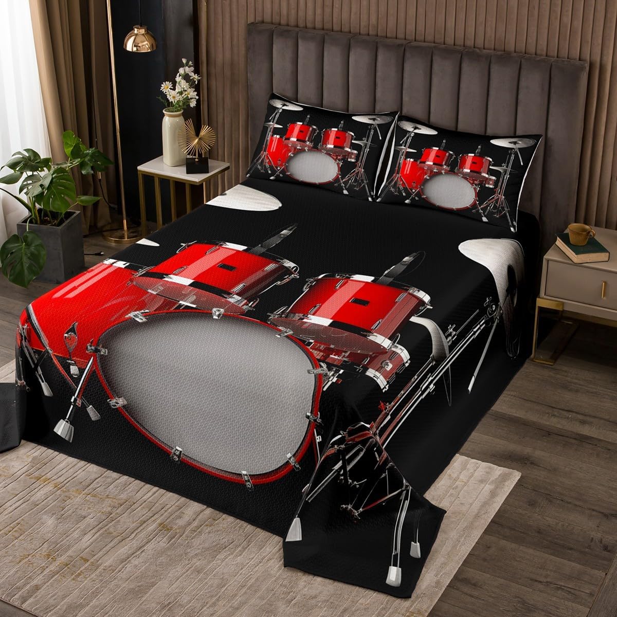 Erosebridal Musical Drum Kit Bedspread Set