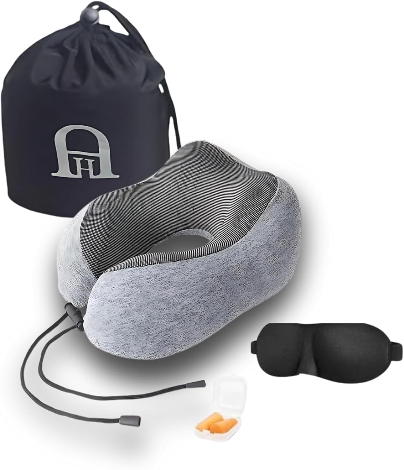 HA Travel Neck Pillow with Eye Mask and Earplugs
