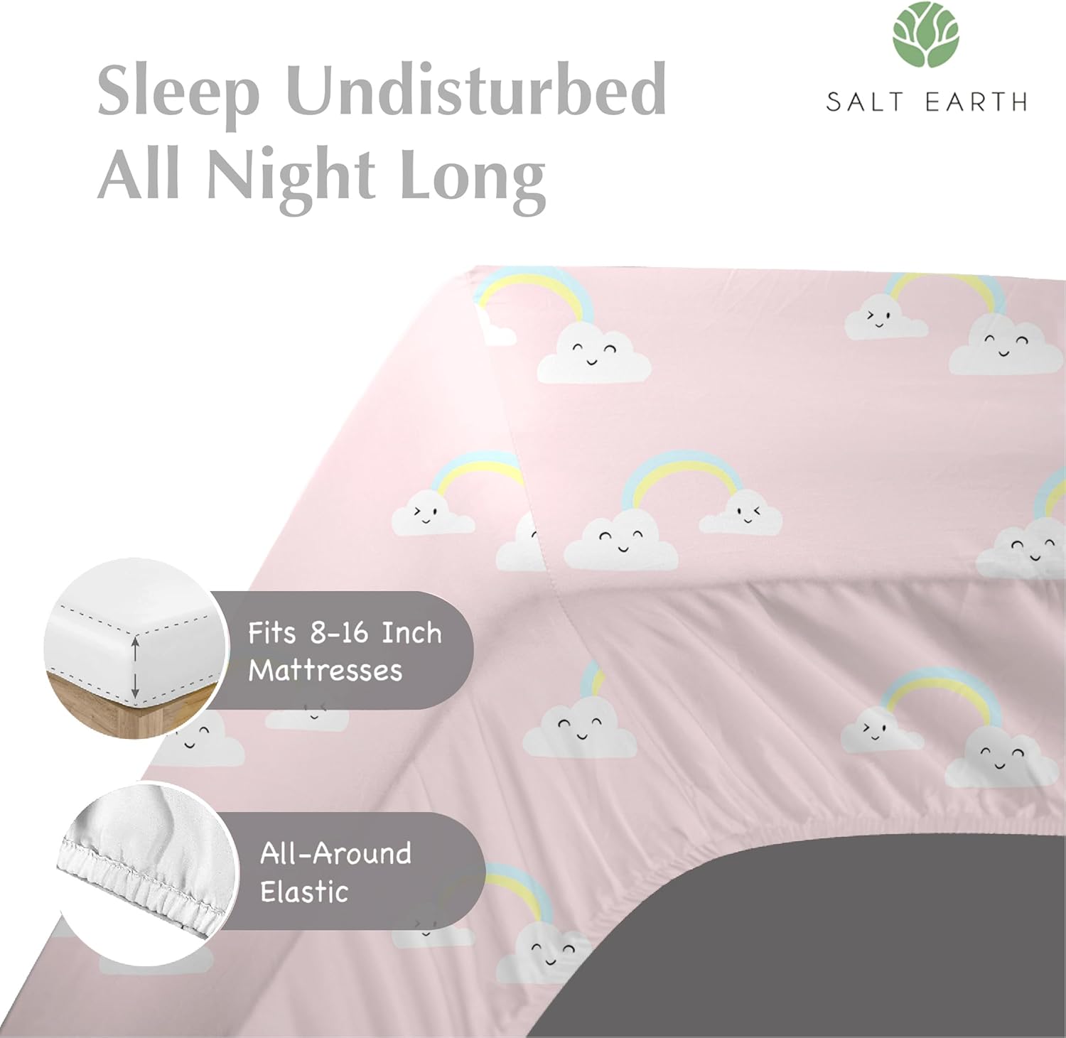 Salt Earth 100 Cotton 210TC Rainbow Kids Bed Sheet Set