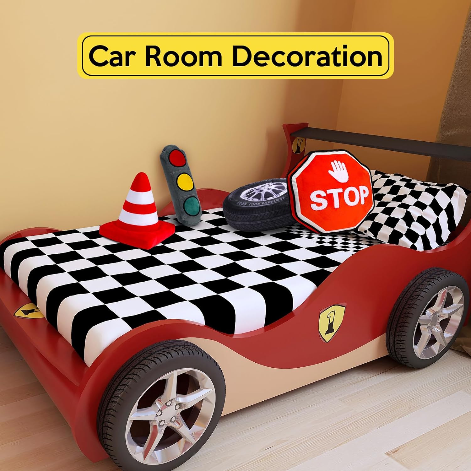 Sintuff 4 Pcs Racing Decor Throw Pillow Set